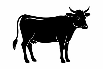 Cattle cow black silhouette illustration,cow silhouette,Cow graphic icon. Cow black silhouette isolated on white background. Vector illustration