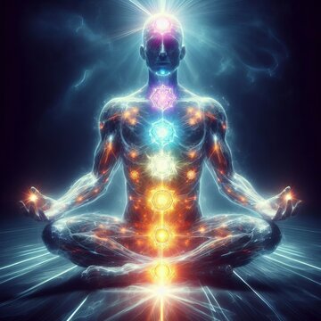 Illustration of chakra points on human body