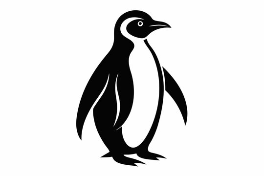 recommend clip art: A penguin silhouette black vector artwork illustration