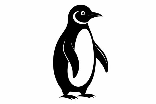 recommend clip art: A penguin silhouette black vector artwork illustration