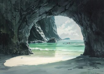A Tranquil View Through a Coastal Cave