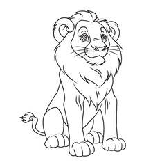 illustration of a lion. coloring pages for kids and adults