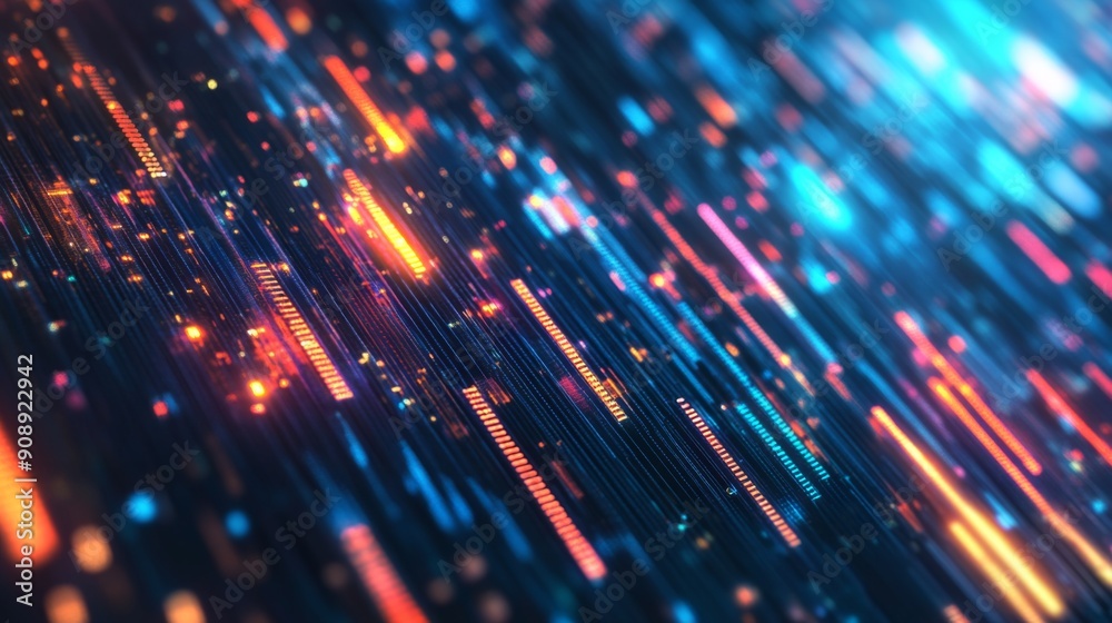 Aufkleber abstract 3d financial graph with glowing lines and bars illustrating market fluctuations.