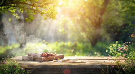 Obraz premium Steak on a Wooden Table