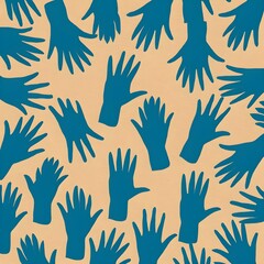 Simple Texture of Many Tiny Blue Hands All Over on an Abstract Background, No Shadow, Perfect for Playful Designs, Vector Illustration