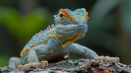 Fototapeta premium chameleon on a branch forest