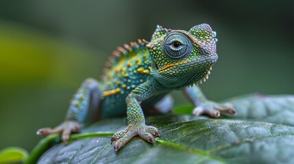 chameleon on a branch forest