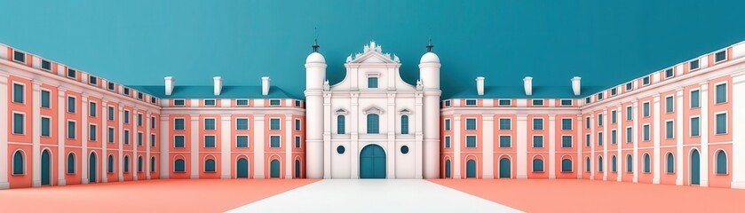 Obraz premium Majestic castle hall, gothic architecture, flat design illustration