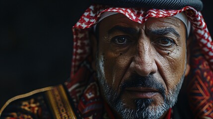 Close-up Portrait of an Elderly Middle Eastern Man