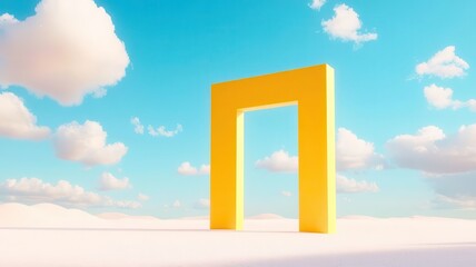 A vibrant yellow arch structure against a serene sky, symbolizing opportunity and creativity in a digital landscape.