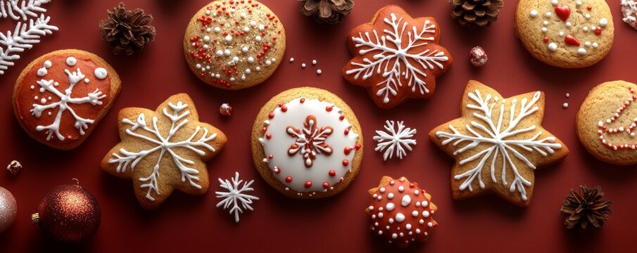 Festive decorated cookies for Christmas with vibrant icing and seasonal designs, perfect for holiday celebrations and baking inspiration.