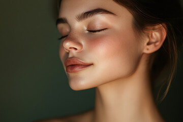 Fototapeta premium A close up of a girl's face with her eyes closed