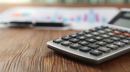 Financial calculator and various insurance policy premium calculation on a wooden desk  Concept of financial planning risk management and decision making for business and personal insurance policies