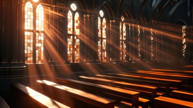 In a mystical business academy, vintage classrooms equipped with enchanted teaching tools glow with light effects Sunlight filtering through tall