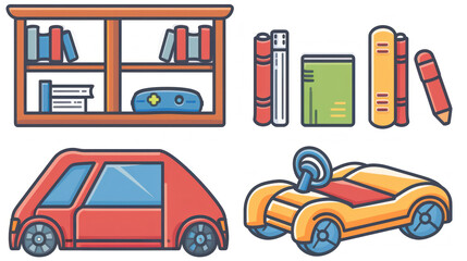 A minimalist vector icon set random journal books isolated white background