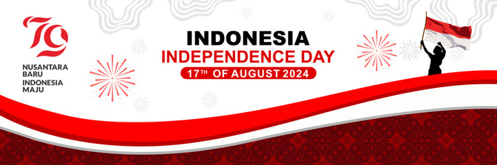 Anniversary of Independence Day of the Republic of Indonesia.
79th Anniversary of Republic of Indonesia Independence day background with batik pattern and official logo. Dirgahayu 79 RI Background.