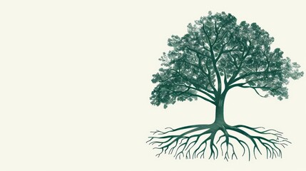 Natureinspired scientific illustration of a tree with roots and branches labeled
