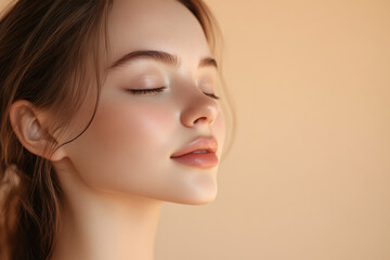 Fototapeta premium A close up of a girl's face with her eyes closed