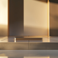 Fototapeta premium interior of a modern house with close up product display podium