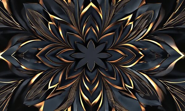 Black and Gold Abstract Floral Mandala