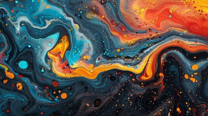 Abstract liquid texture with marbled patterns and vivid colors