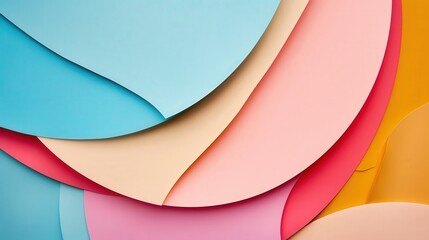 Colorful Layered Paper Art Displaying Curved Shapes and Textures in Bright Hues