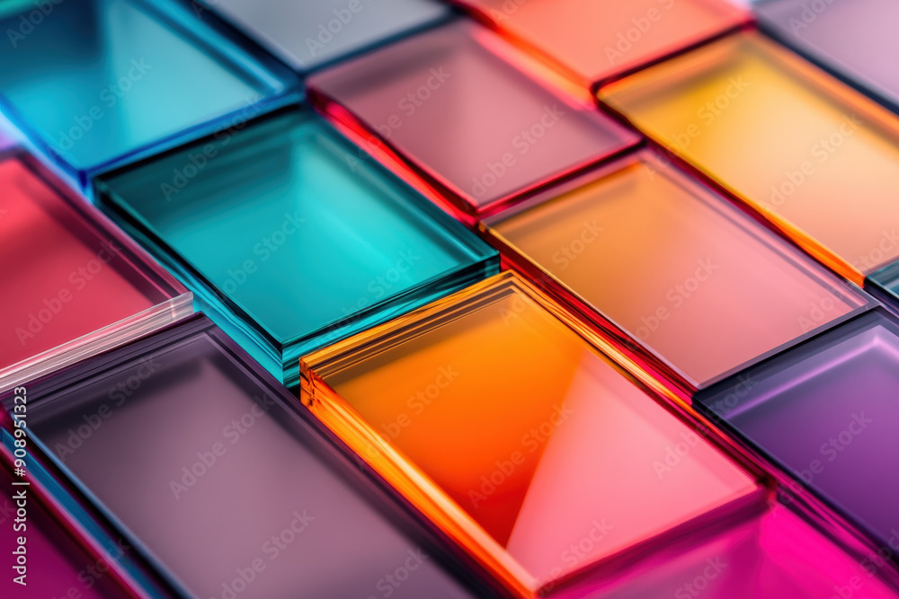 Poster abstract background forming a colorful pattern with overlapping rounded rectangles