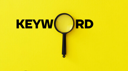 Keywords research concept in SEO activity for the page ranking. Advertising business and marketing...