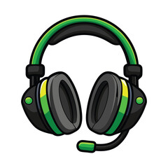 

Vector Gaming Headphones .Customer service or gamer headset. Headphone with microphone. Vector graphic illustration. Isolated white background headphones