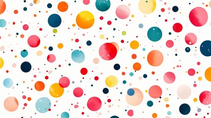 Watercolor Circles Abstract Pattern on White Background