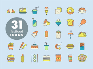 Fastfood, Food court vector isolated icon