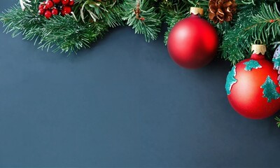 Modern festive spirit. Top view shot showcasing ribbon-wrapped presents,  with copy space