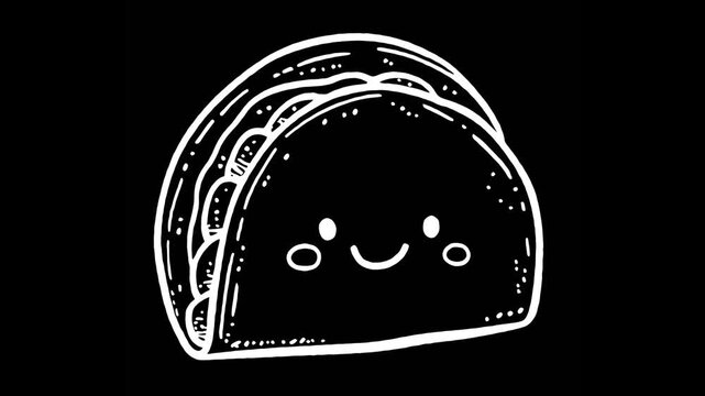 Cute Hand-Drawn Taco with Wiggly Doodle Animation Style