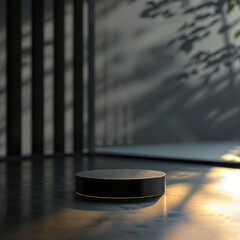 interior of a modern house with close up product display podium