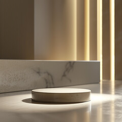 interior of a modern house with close up product display podium