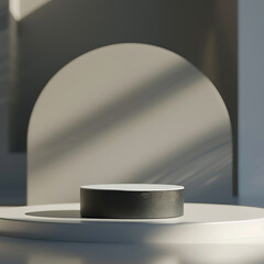 interior of a modern house with close up product display podium