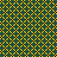 Fabric Pattern, Background Pattern Yellow, Geometric shapes, black and dark green Seamless.