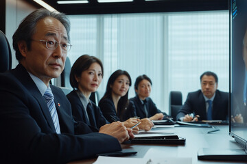 Japanese businesswoman in a video conference call