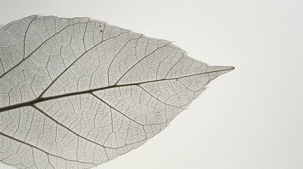 Close-up of a single leaf with detailed veins against a simple background