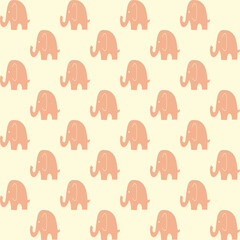 Fabric Pattern, Background  Light yellow, Light brown elephant Seamless.