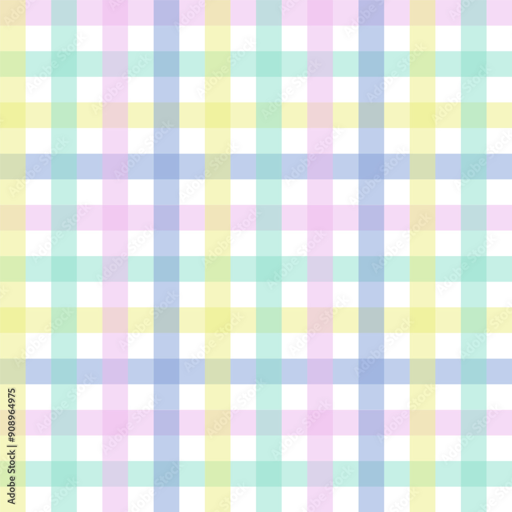 Wall mural multicolor gingham seamless pattern.pastel checkered tartan plaid repeat pattern.geometric vector ba