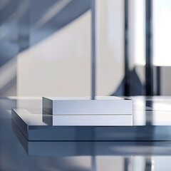 interior of a modern house with close up product display podium