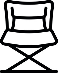 Simple line icon of a folding chair, perfect for representing camping, hiking, or outdoor activities