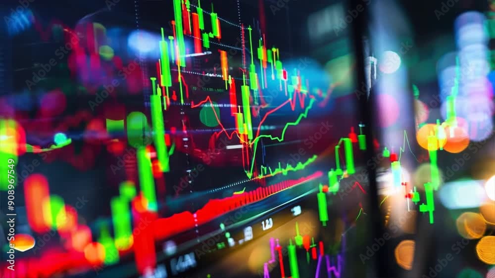 Poster high-resolution image of a stock market graph on a computer screen
