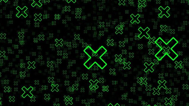 Animated background x green color on black background, video element, animation vector