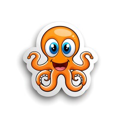 Adorable Playful Octopus with Big Blue Eyes and a Cheerful Smile