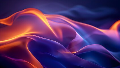 Obraz premium Abstract background with a gradient of blue and purple colors, glowing shapes and curved lines in a high resolution, professional photograph. The design incorporates dark indigo and orange colors, wit