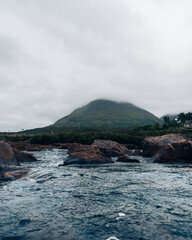 View from Sligachan Old Bridge to the Highlands, Scottland, UK