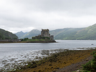 Scottish Castle - Eilean Donan Castle, Scottland, Bright Clouds