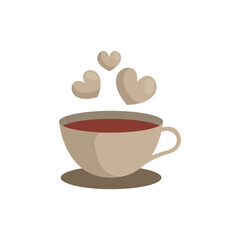 Love coffee minimalist vector illustration ,simple transparent graphic element .Isolated on white background